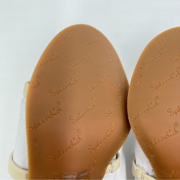 Splendid Womens Size 8.5 Eggshell White Cream Leather Block Heel Sandals Shoes - Picture 10 of 14